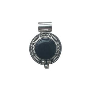 Black Onyx Gemstone Pendant Set in Sterling Silver 925 | Vintage